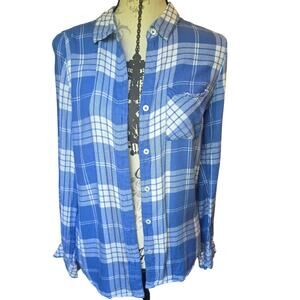 Y2k Grunge Charlotte Russe Blue Flannel Button Up Size M